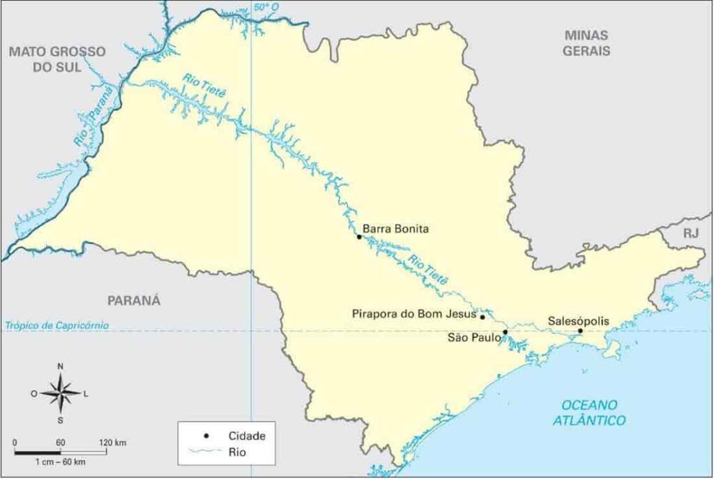 Mapa del Río Tieté