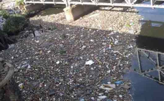 Una masiva cantidad de desechos en el Río Matanza-Riachuelo